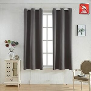 Curtains Dark Gray Silver 42"x63" Blackout Fire Resistant Dorm Apartment Set